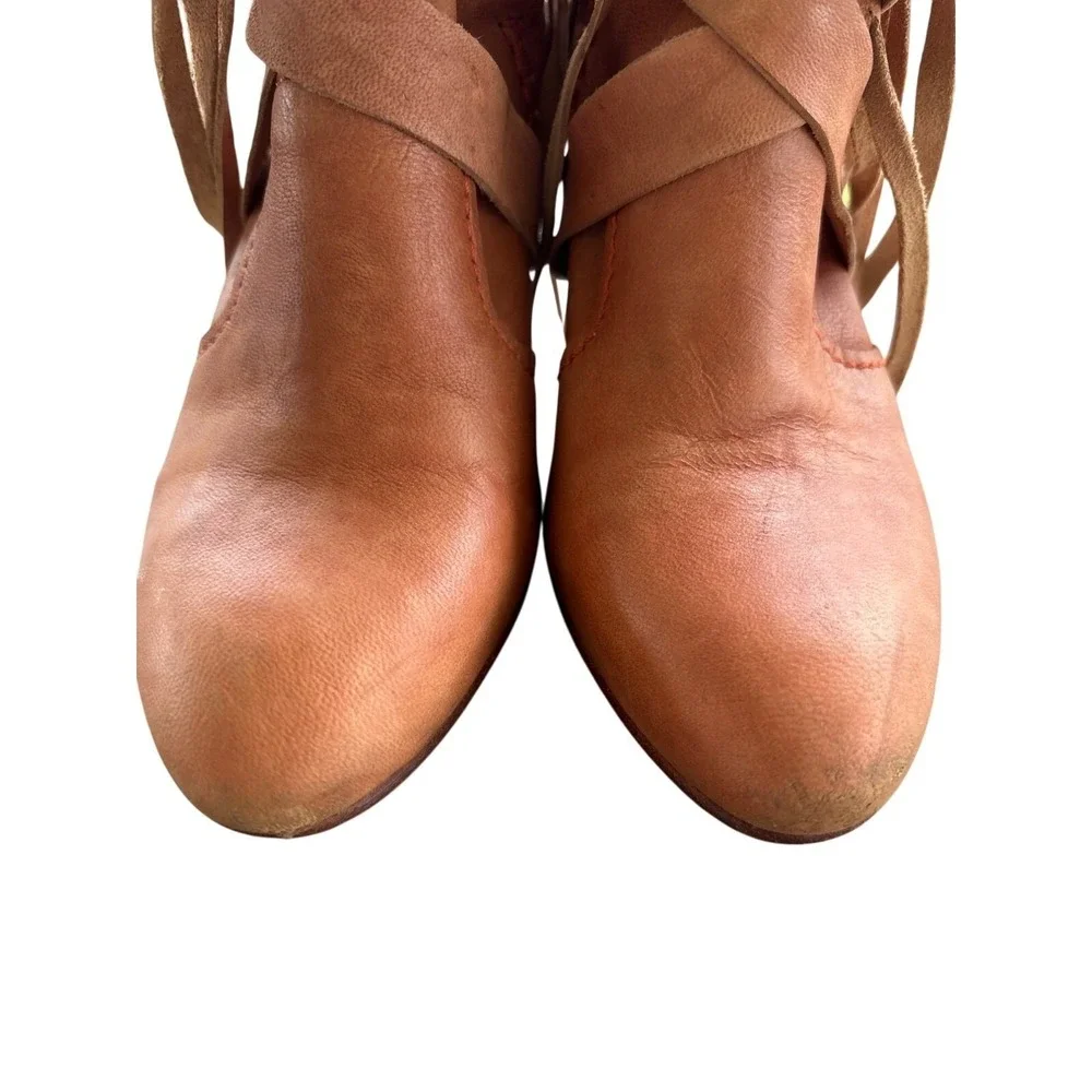 Free People Boots Size 38 / 7.5 Seven Wonders Heel Ankle‎ Booties Leather Rust